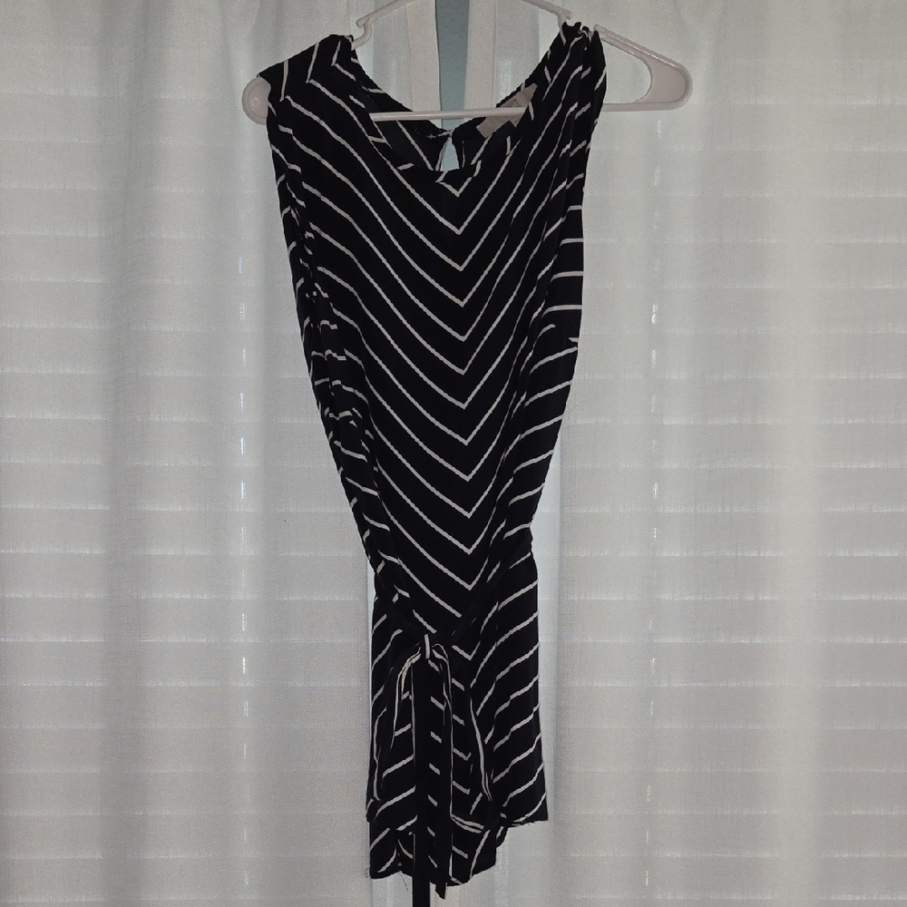 Plus Size Navy Blue And White Striped Blouse